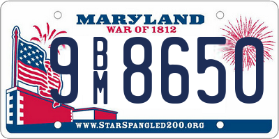 MD license plate 9BM8650