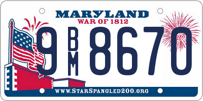 MD license plate 9BM8670