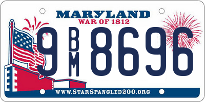 MD license plate 9BM8696
