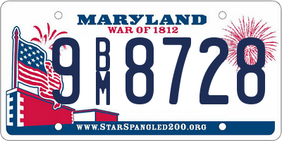 MD license plate 9BM8728