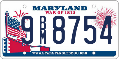 MD license plate 9BM8754