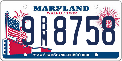MD license plate 9BM8758