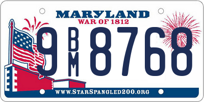 MD license plate 9BM8768