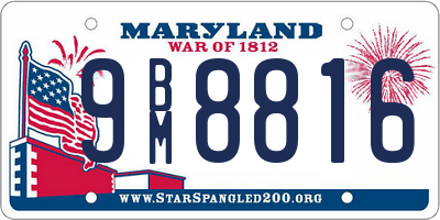MD license plate 9BM8816