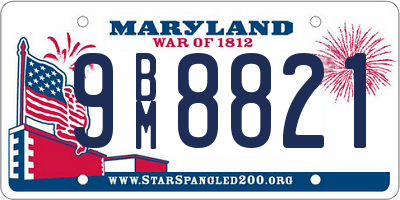 MD license plate 9BM8821