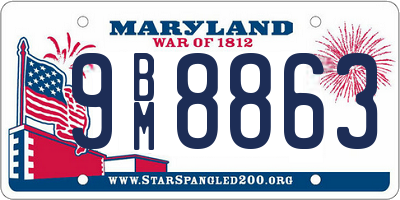 MD license plate 9BM8863