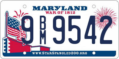 MD license plate 9BM9542