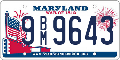 MD license plate 9BM9643