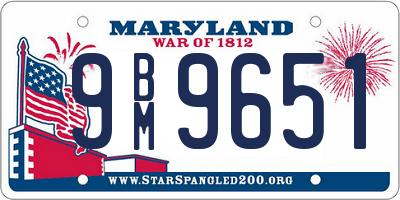 MD license plate 9BM9651
