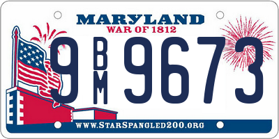 MD license plate 9BM9673