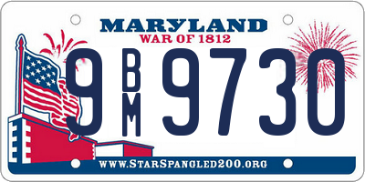 MD license plate 9BM9730