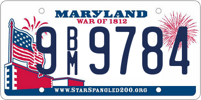 MD license plate 9BM9784