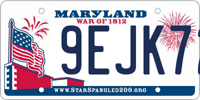 MD license plate 9EJK72