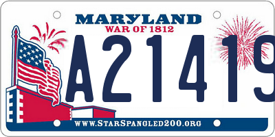 MD license plate A214196