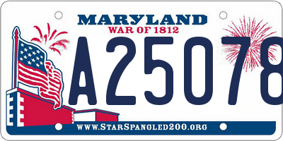 MD license plate A250782
