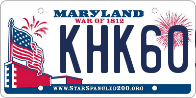 MD license plate KHK609