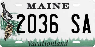 ME license plate 2036SA