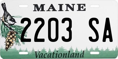 ME license plate 2203SA