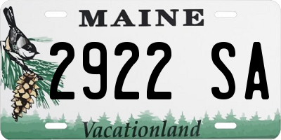 ME license plate 2922SA
