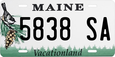 ME license plate 5838SA