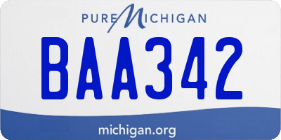 MI license plate BAA342