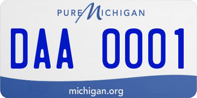 MI license plate DAA0001