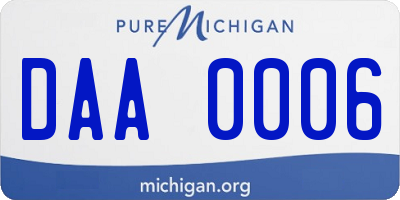 MI license plate DAA0006