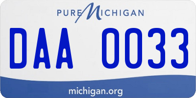 MI license plate DAA0033
