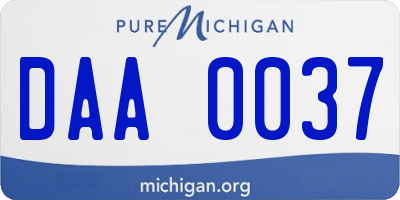 MI license plate DAA0037