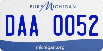 MI license plate DAA0052