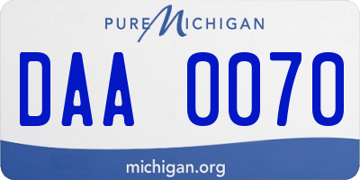 MI license plate DAA0070