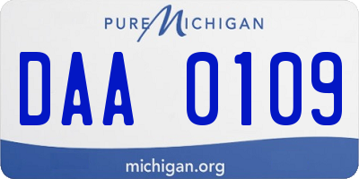 MI license plate DAA0109