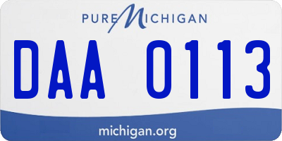 MI license plate DAA0113
