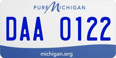 MI license plate DAA0122