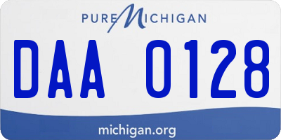 MI license plate DAA0128