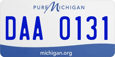 MI license plate DAA0131
