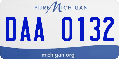 MI license plate DAA0132