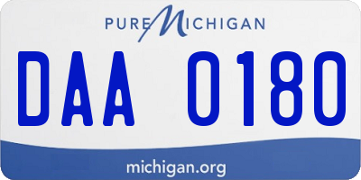 MI license plate DAA0180