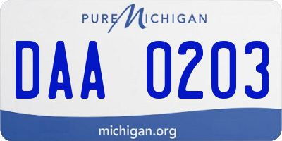 MI license plate DAA0203
