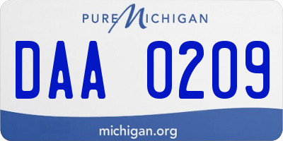 MI license plate DAA0209