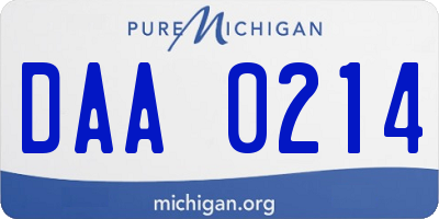 MI license plate DAA0214
