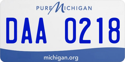 MI license plate DAA0218