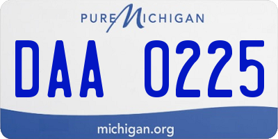 MI license plate DAA0225