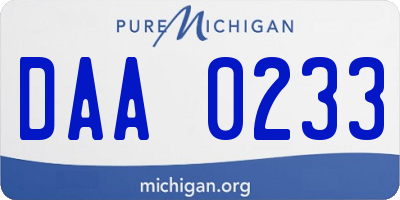 MI license plate DAA0233