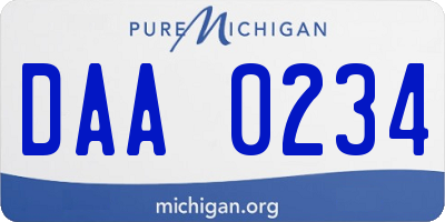 MI license plate DAA0234
