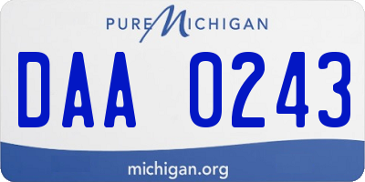MI license plate DAA0243