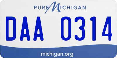MI license plate DAA0314