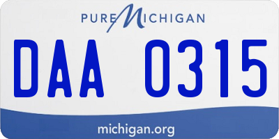 MI license plate DAA0315