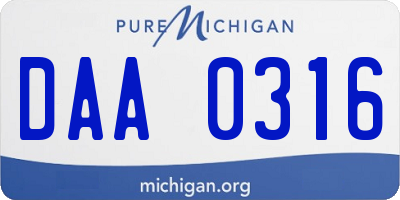 MI license plate DAA0316