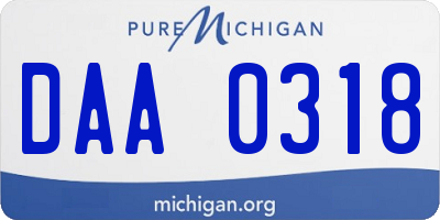 MI license plate DAA0318